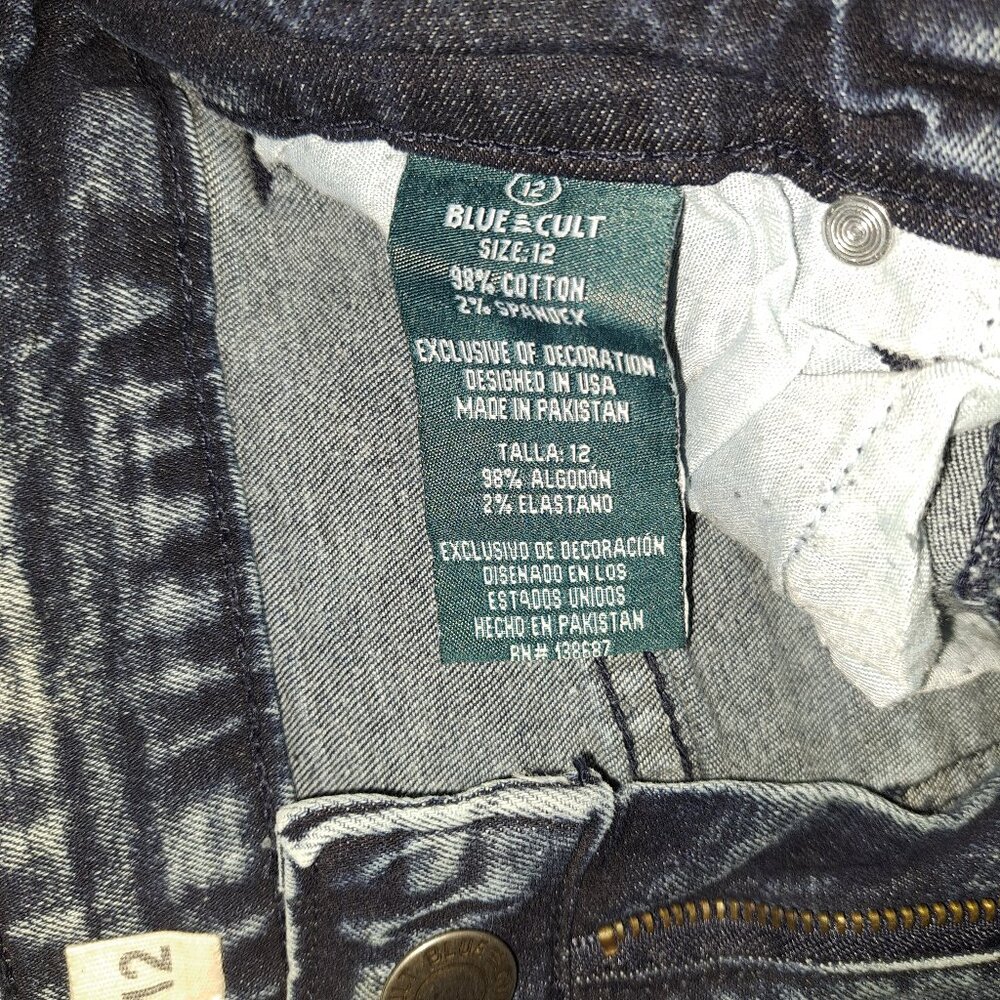 Blue Cult Boys Slim Fit Jeans Size 12 Distressed Rhinestone Paint Splatter Denim - Picture 5 of 5